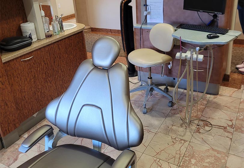inside the dental exam room at Desert Dental Spa, a dental office in Palm Desert, CA